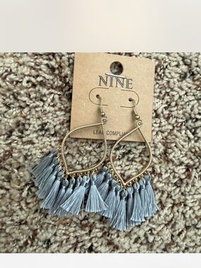 Grey Tassel Teardrop Dangle Earrings